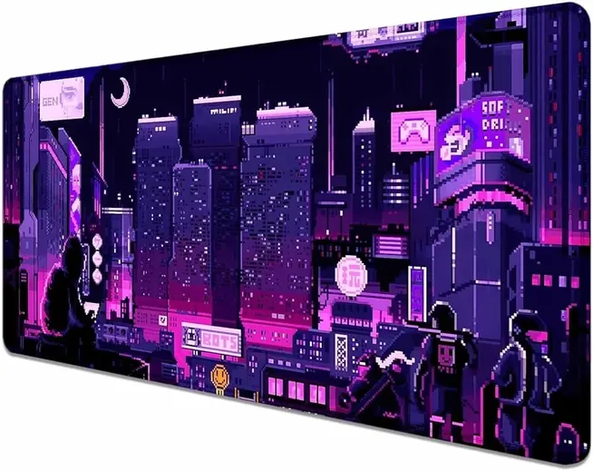 Alfombrilla Gamer XL Neón Pixel (900×400 mm)
